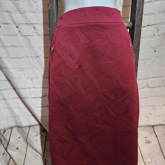 Ashley‎ Nell Tipton For Boutique Burgandy Red Quilted Pencil Skirt Size 3X A490 - Picture 1 of 6